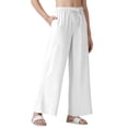 thumbnail image 5 of LJEFF Mens wide Leg Drawstring Pants, Lightweight Elastic Waist Breathable Drawstring Casual All Season Trousers White Size 14, 5 of 9