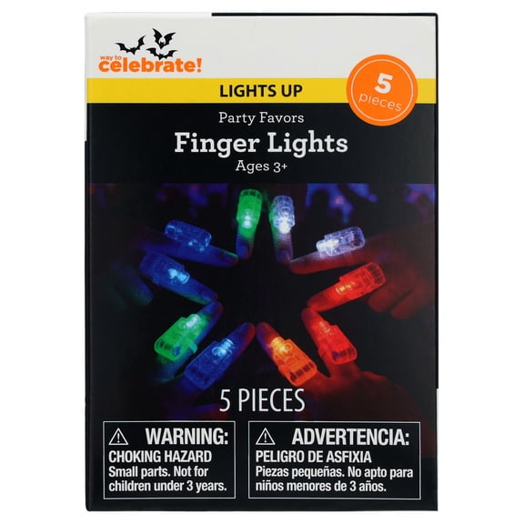Light-Up Finger Lights Party Favors, Multicolor, 5 Count, Halloween by Way To Celebrate