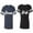 Men Navy / Women Black, variant on Groom BrideUnisex Couple Matching Cotton Jersey style T-Shirt Contrasting stripes on sleeves (Men Navy / Women Black) (Men S / Women S)