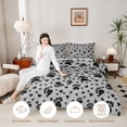 thumbnail image 3 of Homewish Cartoon Dog Paws Queen Comforter Set,Pet Lover Comforter Sets Queen,Gray,Heart Decor,Black Reversible,3 Pieces,1 Comforter and 2 Pillowcases, 3 of 7