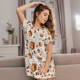 thumbnail image 3 of Wukai Squirrel Print Women's Loose Short Sleeve Nightgown, Soft Sleep Dress for Comfortable Relaxation, Casual Lounge Wear, 3 of 6