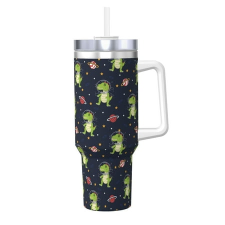 

KLL Dinosaur Astronaut Print 40oz Stainless Steel Insulated Car Cup Coffee Mug with Spillproof Lid - Keep Your Drink Hot or Cold on the Go