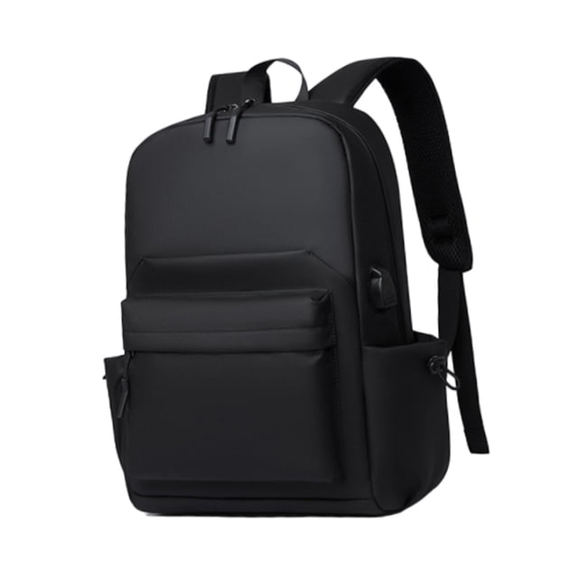 Mochila Oxford para computadora portátil con puerto de carga USB, bolso de mano impermeable, organizador para computadora, para la escuela, el trabajo Negro