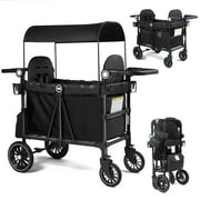 AILEEKISS Stroller Wagon for 2 Toddlers with Canopy, All-Terrain Baby Wagon Stroller, 55 Pounds, Black