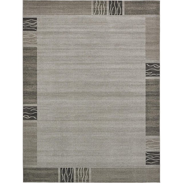Unique Loom Del Mar Contemporary Area Rug 10' x 13' Rectangle Light Gray/Beige
