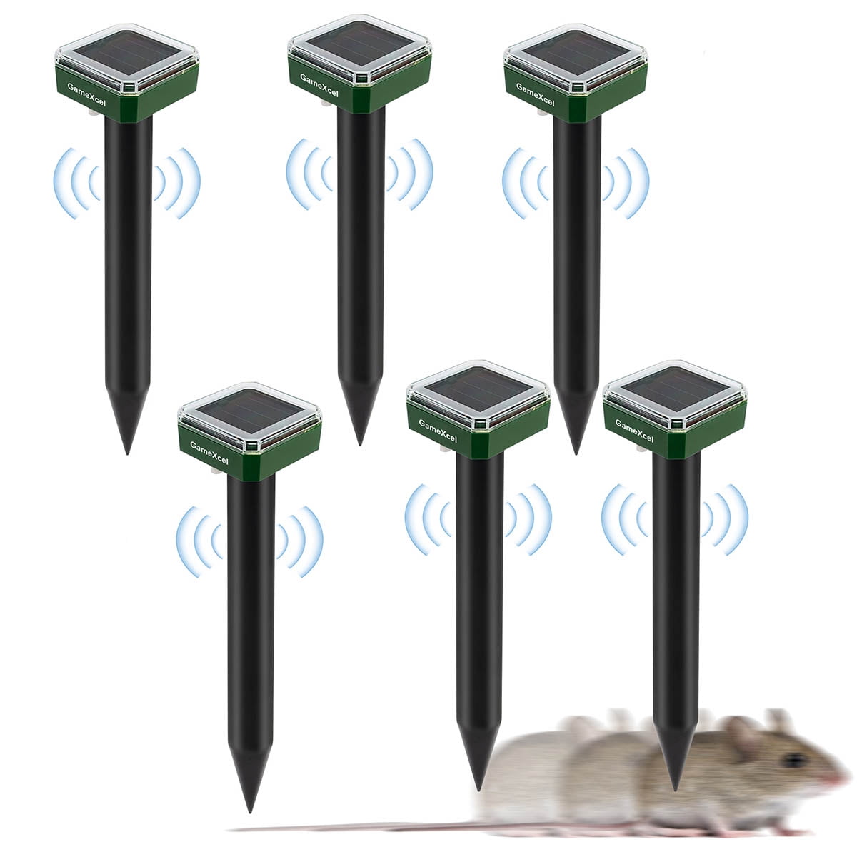 6Pack Solar Ultrasonic Animal Repellent,Electronic Ultrasonic Solar Animal Repeller,for