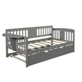 thumbnail image 5 of Twin Wooden Daybed with Trundle, Sofa Bed for Bedroom Living Room, Wood Daybed with a Trundle, Trundle Daybed Twin Size, Standard Twin Bed Frame, 5 of 7