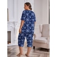 thumbnail image 5 of FEREMO Women Plus Size Pajamas Set Sleepwea Short Sleeve Pjs Floral Pajama Sets with Pockets, 5 of 5