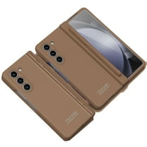 Dteck for Samsung Galaxy Z Fold 5 Case with Built-in Screen Protector & S Pen Holder & Hinge Protection, Full Body Slim PC Shockproof Protective Cover for Samsung Z Fold 5,Coffee