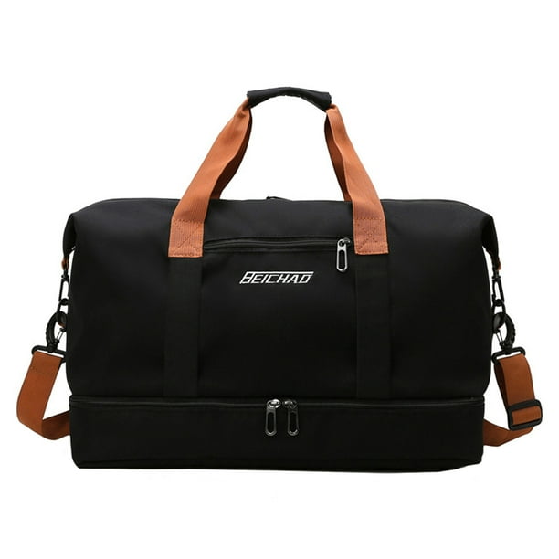 (Embalaje plegable) yoga para fitness separación ropa seca y húmeda gran capacidad informal para hombres y mujeres bandolera 810-Negro (embalaje plegable)