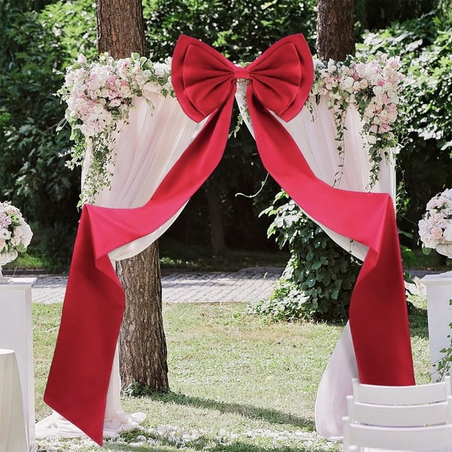 Adorno de Lazo para Fiestas Navideñas | Tela Roja | 190 X 47 X 4 Cm | Atractivo Visual Festivo | Versátil para Múltiples Ocasiones | Resistente y Reutilizable | 1 Colgante