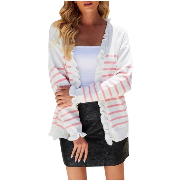 Vedolay Oversized Sweaters for Women Open Front Cardigan Coats Soft Coat Fall 2023 Pink,M