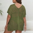 thumbnail image 4 of Penkiiy Swimsuit Cover Ups for Women, V Neck Hollow Out Swim Coverup Crochet Chiffon Summer Beach Cover Up Dress Free Size Army Green, 4 of 6