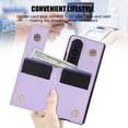 thumbnail image 7 of ELEHOLD Luxury Wallet Case for Samsung Galaxy Z Fold 3, Faux Leather Non-Slip Grip Ring Holder Flip Kickstand Card Cash Slot Shockproof Protection Case for Samsung Galaxy Z Fold 3 ,Purple, 7 of 7
