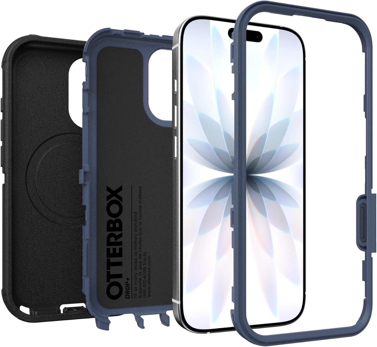 OtterBox iPhone 17 (Only) Bundle: Defender Series Case & Screen Protector - Black Shadow (Black & Blue) - Case Only - Snaps on MagSafe - Tough - Rugged & Durable