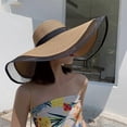 thumbnail image 5 of Fashion Sun Hats for Women Oversize Wide Brim Straw Beach Hat Floppy Foldable Roll-Up Summer Vacation Beige, 5 of 7