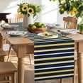 thumbnail image 3 of Yellow Blue Striped Table Runner, Vintage Medieval Kitchen Table Runners Dress Scarves for Table Decorations Party/Restaurant/Indoor Outdoor Use, 13x90in, 3 of 9
