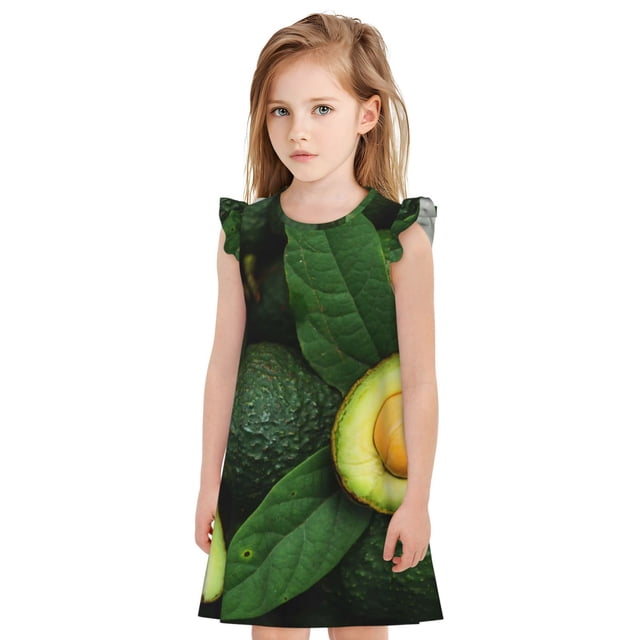 Vsdgher Chemises de Nuit Avocats Frais pour Filles Manches Courtes à Volants Robe de Nuit Pyjama pour Fête Pyjama-TTG