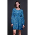 thumbnail image 3 of Bimba Robe Midi à Manches Longues pour Femmes, Coupe Décontractée, Imprimé Baies Bleues et Oiseaux Flowerpecker, Taille Moyenne, 3 of 7