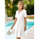 thumbnail image 4 of Vestido sencillo para mujer, blanco, primavera, boda, invitada, con ojales, cuello en V, 4 of 7