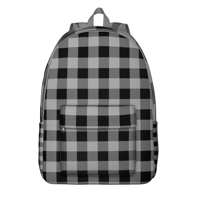Red and Black Buffalo Plaid Backpack, Classic Checkered Pattern Daypack with Rustic Plaid Print and Vintage Touch
