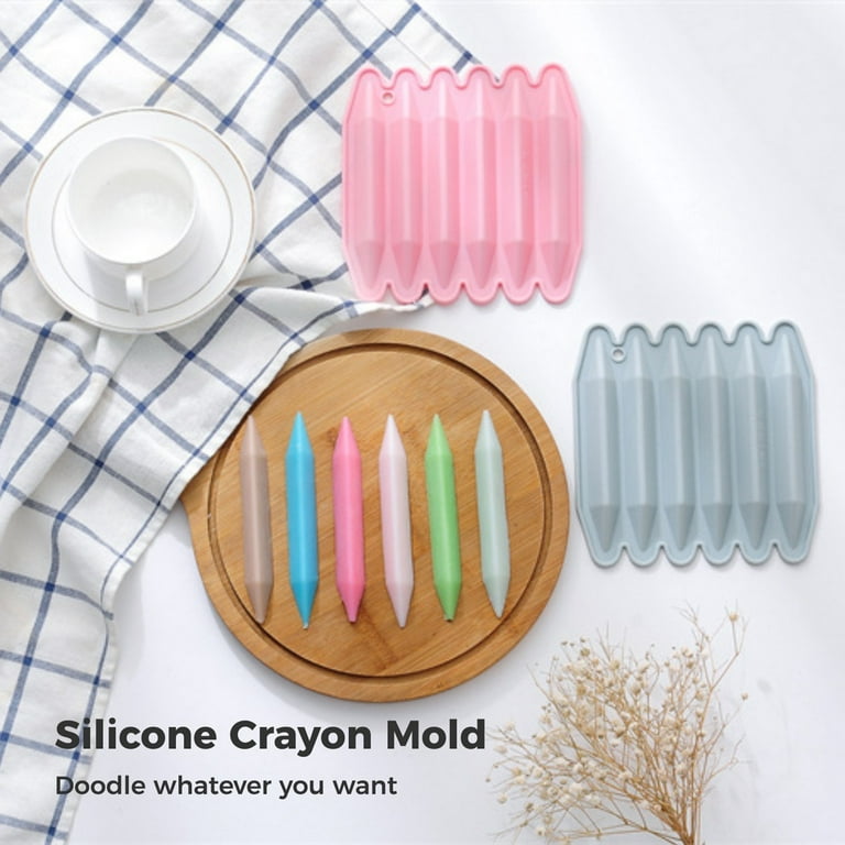 2 Pcs Crayon Silicone Mold Crayon Shape Silicone Mold Crayon Recycling Mold 6 Cavity 3D Crayon Silicone Mold Lasting and Reusable DIY Making