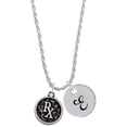 thumbnail image 1 of Delight Jewelry Silvertone Medical Caduceus Seal - Rx Silvertone Script Initial Disc - E - Charm Necklace, 20"+3", 1 of 4