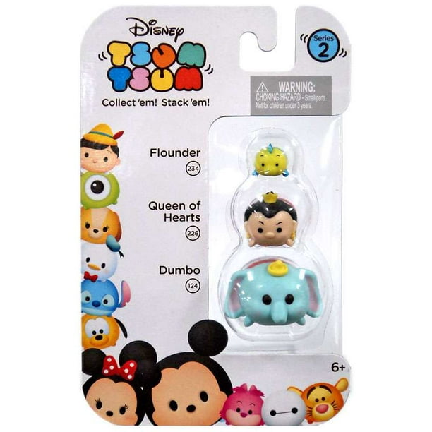 Disney Tsum Tsum Series 2 Flounder, Queen of Hearts & Dumbo Minifigure