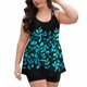 thumbnail image 5 of TaTaai Fashion Floral Bikini Set, Women's Push Up Padded Swimsuit with Sheer Cover Up, Racerback Design and Ruched Skirt Bottom Gift, 5 of 7