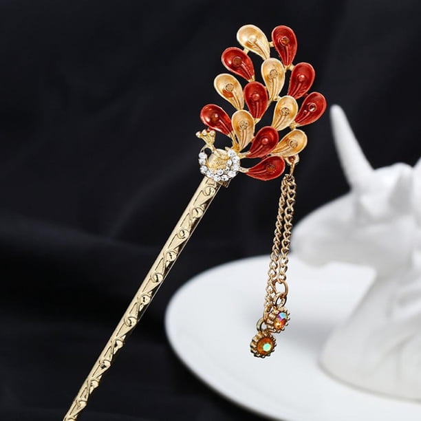 Accesorios Retro Del Pasador de Pelo Del Palillo de La Horquilla Del Del Diamante Artificial para Las Mujeres café Soledad Palillo chino retro del pelo