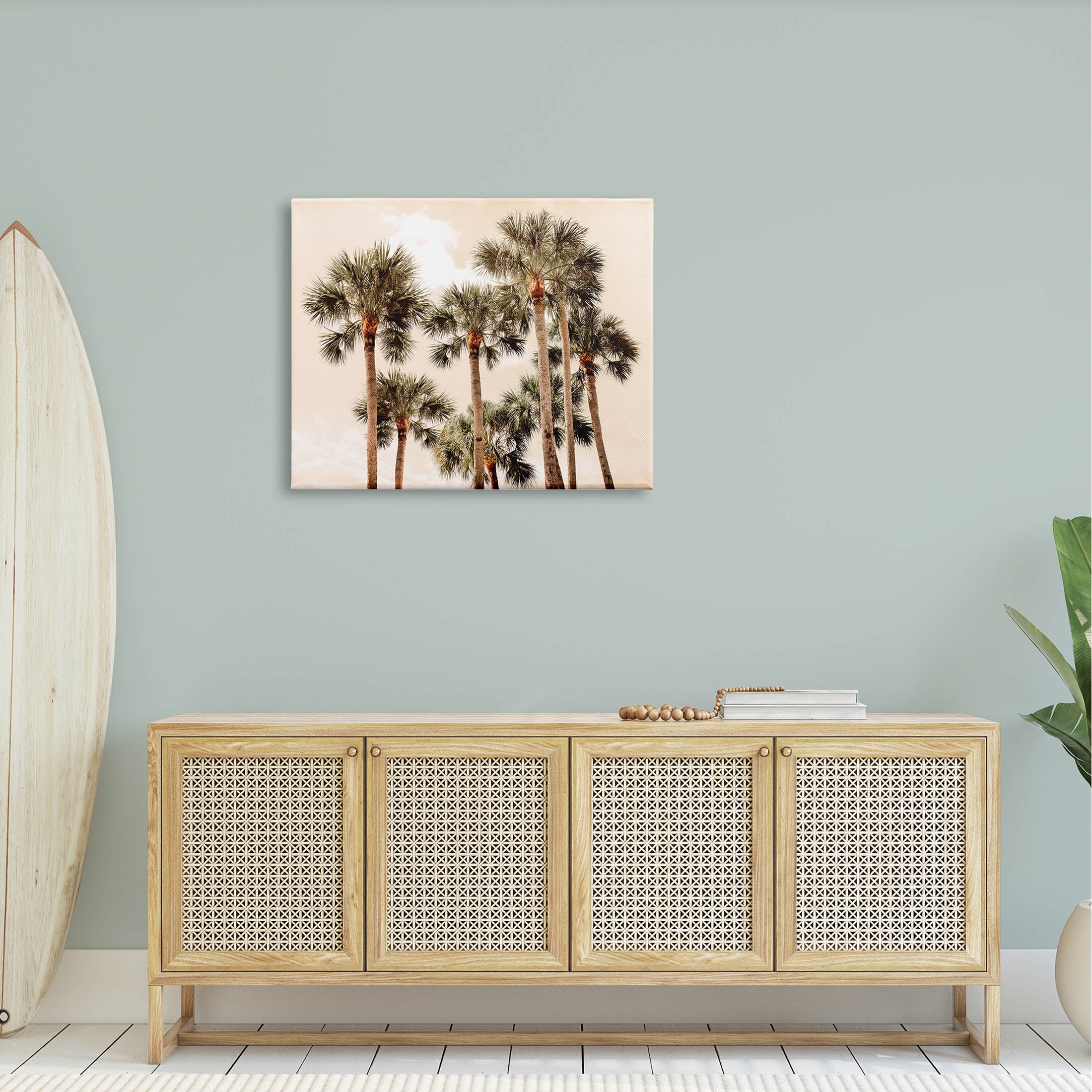 Summer Palm Trees Sky Landscape Photograph Gallery Wrapped Canvas Print Wall Art