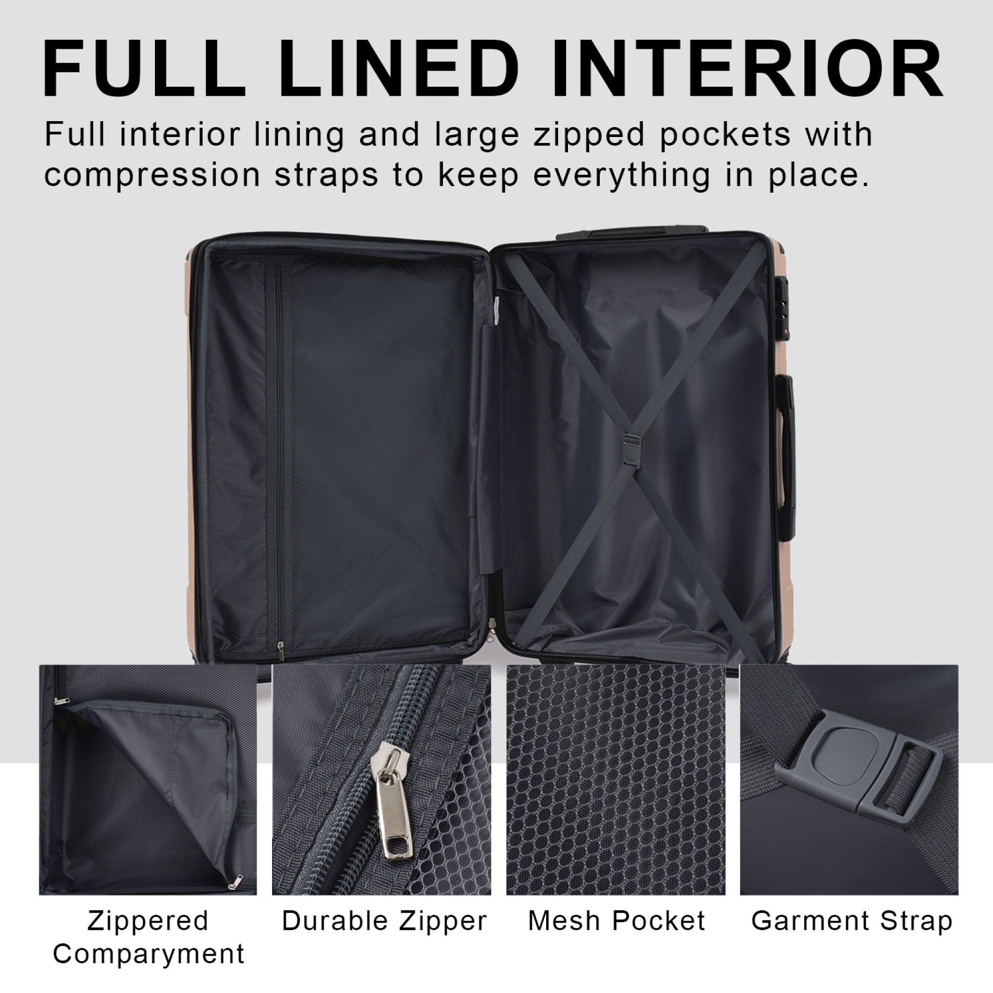 Hardshell Luggage, Lightweight Durable ABS Suitcases with Double Wheels, Expandable 28-inch Checked Luggage