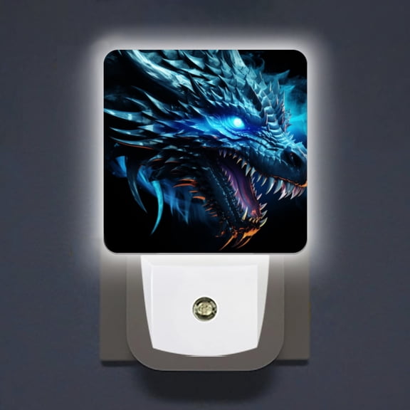 LED Night Lights Lamp with Dusk to Dawn Sensor, Blue Dragon With Glowing Eyes Night Light Plug Into Wall for Kids Room, Bedroom, Bathroom, Kitchen, Hallway