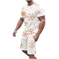 thumbnail image 1 of Conjunto de blusa y pantalones de manga corta con estampado 3D de camiseta de cuello redondo de Navidad informal para hombres Pompotops  oipoqjl35898, 1 of 8