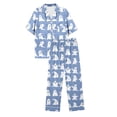 thumbnail image 6 of Women's 2 Piece Lounge Pajama Sets Women Floral Print Button Down Pajama Sets Soft Nightwear Outfit Cozy Blue XXL, 6 of 7