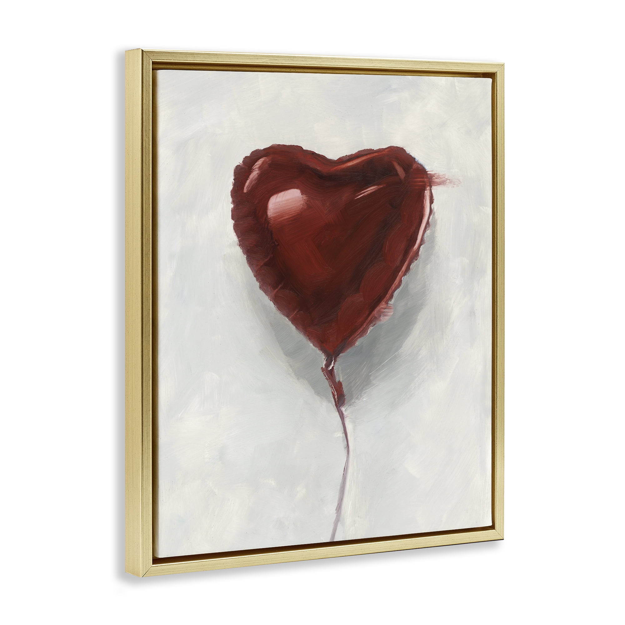 Stupell Industries Heart Shaped Balloon Gold Framed Floater Canvas Wall Art, design by Ethan Harper