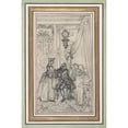 thumbnail image 2 of Hubert-François Gravelot 17x24 Gold Ornate Framed and Double Matted Museum Art Print Titled - Study for a Frontispiece for ‘Histoire De Miss Jenny’ (18th Century), 2 of 4