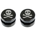 thumbnail image 2 of EeaseMX pendientes magnéticos de acero de titanio de 1 x 1 cm con diseño de calavera, tipo A (negros), 2 of 7