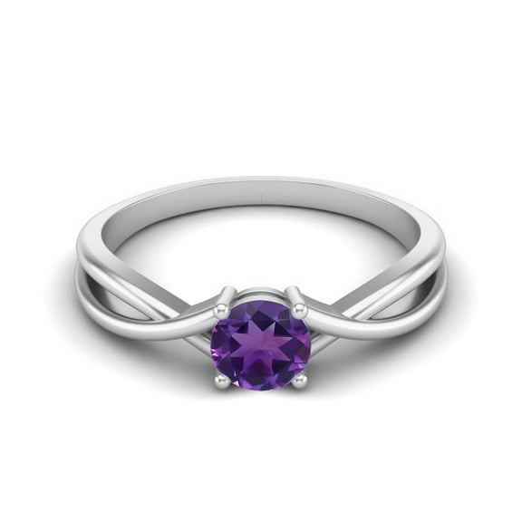 Mooneye 0.50 Ctw Round Amethyst Solitaire 925 Sterling Silver Women Valentines Day Gift Ring