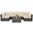 thumbnail image 1 of Gymax Set of 7 Rattan Furniture Set Sectional Sofa Cushioned Patio Mix Grey & Beige, 1 of 5