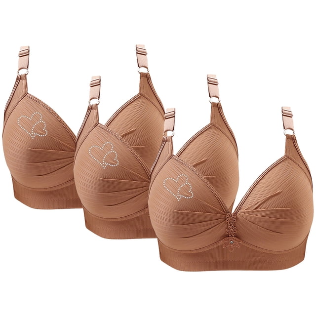 Bras for Women, 3PCS Womans Printing Gathered Together Large Size Daily Bra Underwear No Rims