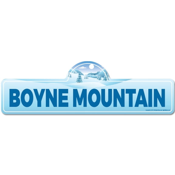 Boyne Mountain Street Sign | Indoor/Outdoor | Skiing Skier Snowboarder Décor for Ski Lodge Cabin Mountian House | SignMission personalized gift