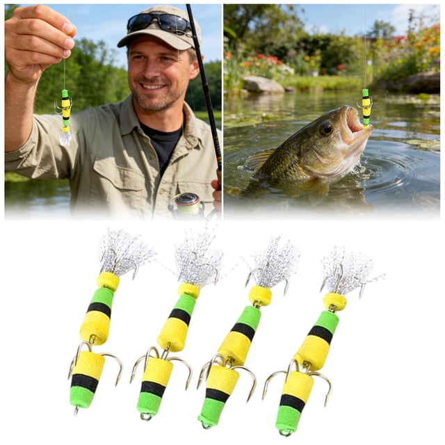 Tong 4Pcs Soft Foam MultiJointed Density Swim With 2 Treble Hook Enduring Soft
