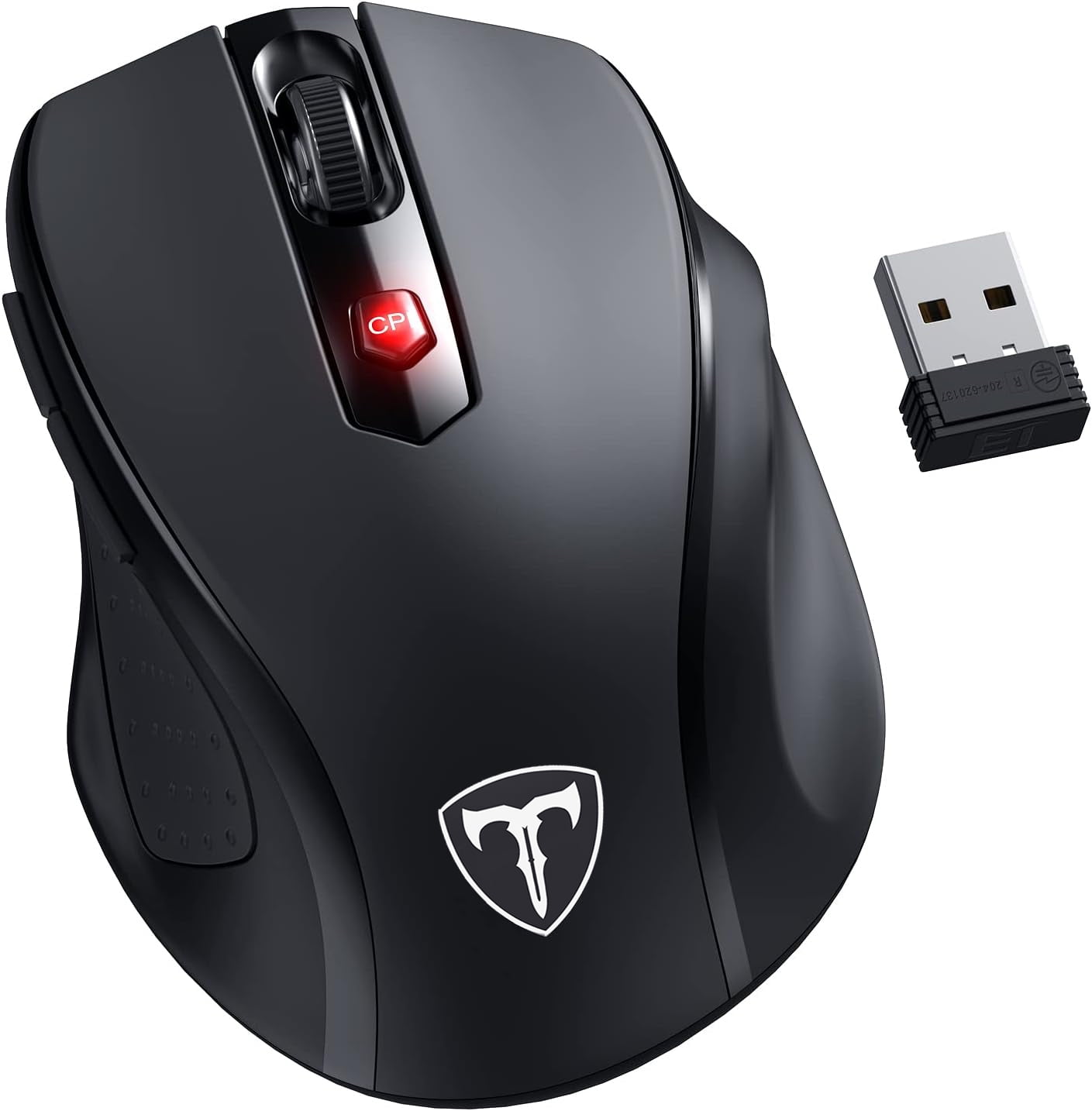 VicTsing 2.4G Wireless Computer Mouse USB Cordless Mice for Laptop, Ergo Grips, 800-2400 DPI, 16 Months Battery, Auto-sleep Mode, Portable Computer Mouse for PC Mac Chromebook, 6 Button - Black