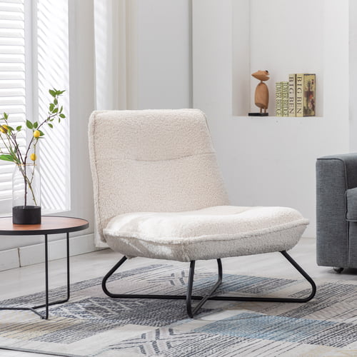 Reis zelfstandig naamwoord Kudde Modern Teddy Fabric Tufted Accent Chair,Upholstered Armless Chair with  Padded Seat Cushion & Backrest,Cozy Single Sofa Chair with Crossed Metal  Legs for Living Room Bedroom - Walmart.com