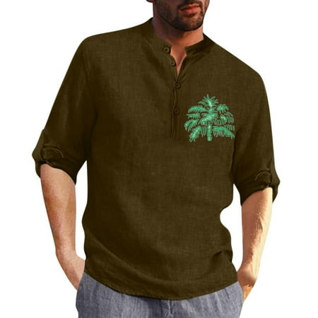 

HSMQHJWE Mens Winter Clothes Shirt With Sleeve Men Shirt Collar Cotton Linen Print Fashion Top Blouse Loose Long Sleeve Button Top Shirt Long Sleeve Scrub Tee