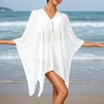 thumbnail image 3 of Fashion Solid Color Cover Up for Women Summer Loose Fit Flowy Sun Pullover Scarf Style Swimwear Swimwear Cover Up(White.), 3 of 5