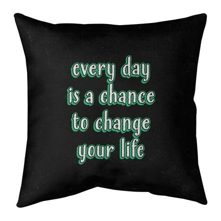 UPC: 0655172540900 | ArtVerse Quotes Change Your Life Quote Chalkboard Style Pillow (w/Rmv Insert)-Spun Poly 18 x 18 Large