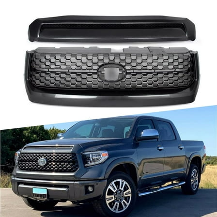 ONEPI Magnetic Gray Front Grille&Hood Bulge Molding Kit Compatible with Toyota Tundra 2014 2015 2016 2017 2018 2019 2020 2021 Models, W/O LED, W/O Emblem