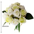 thumbnail image 2 of Ramo de rosas artificiales de 12 cabezas, paquete de flores de simulación, decoración del hogar, adorno de flores falsas para bodas, blanco verde Eigraketly HA7941-01B, 2 of 6